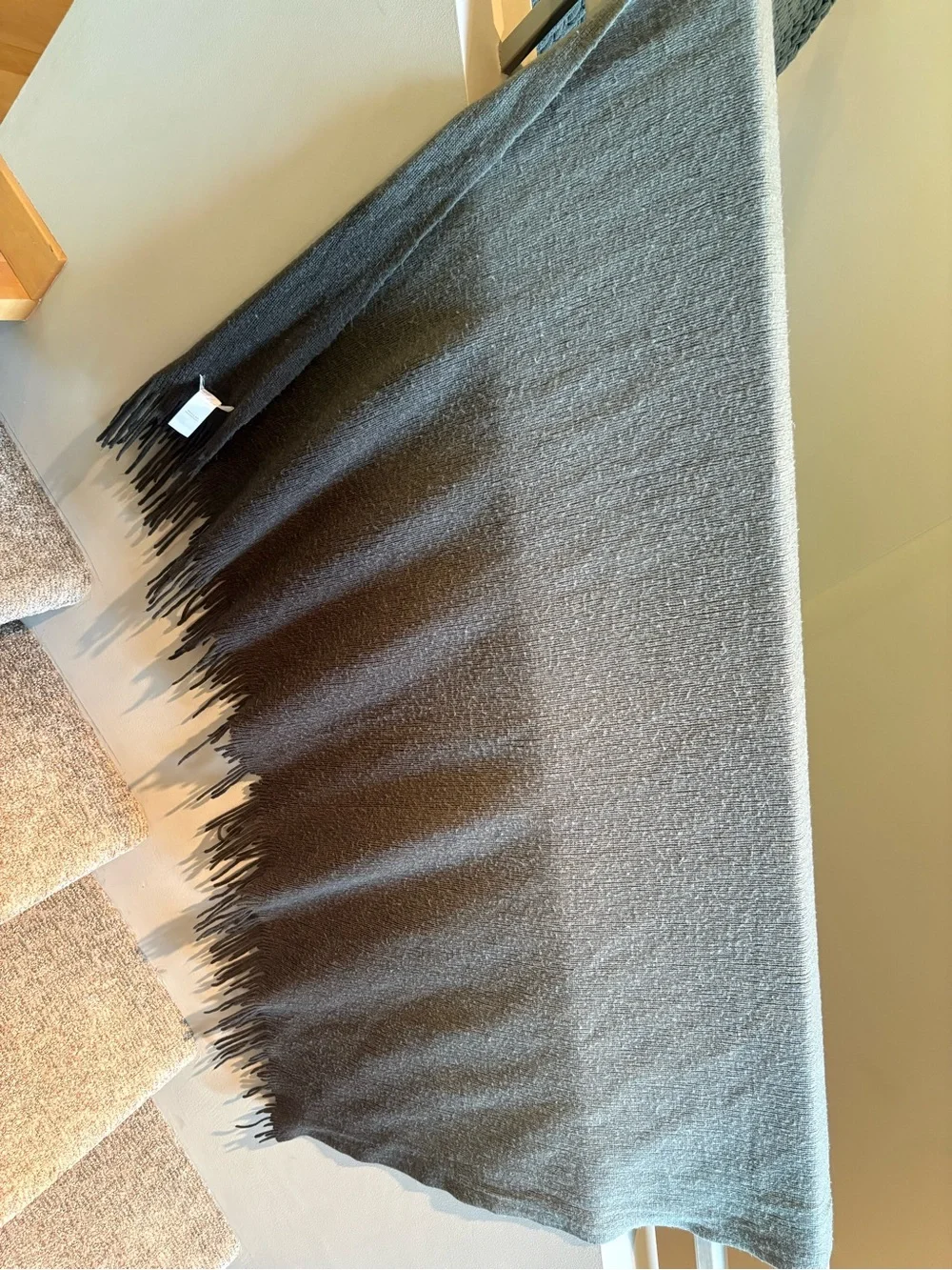 West Elm Gray Ombre Fringe Throw